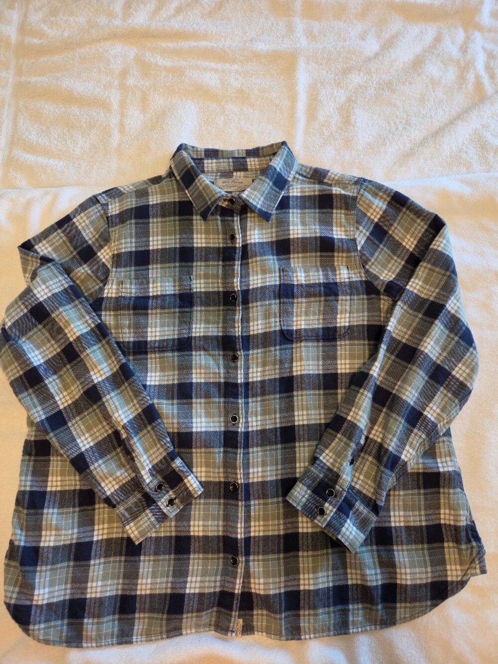Old Ranch Brands Green & Blue Plaid Cotton Button Down Shirt Women's XXL